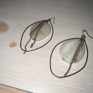 Womens gold chandelier stone earrings